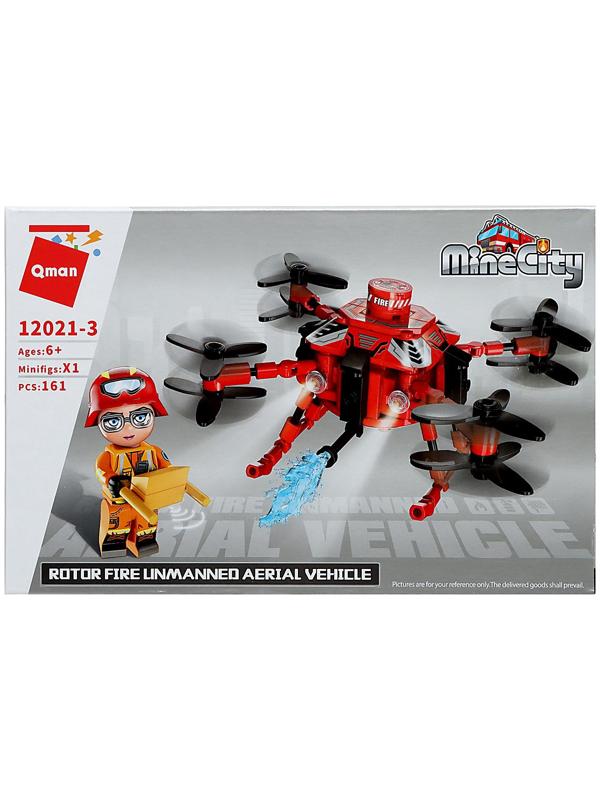 Конструктор блочный для мальчиков Огнеборцы «Пожарный квадрокоптер», 161 деталь