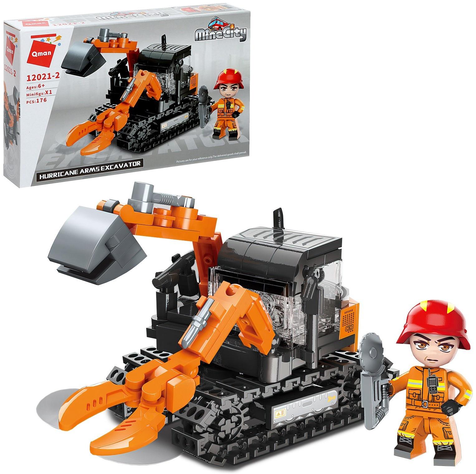 Конструктор блочный для мальчиков Строители «Экскаватор», 176 деталей