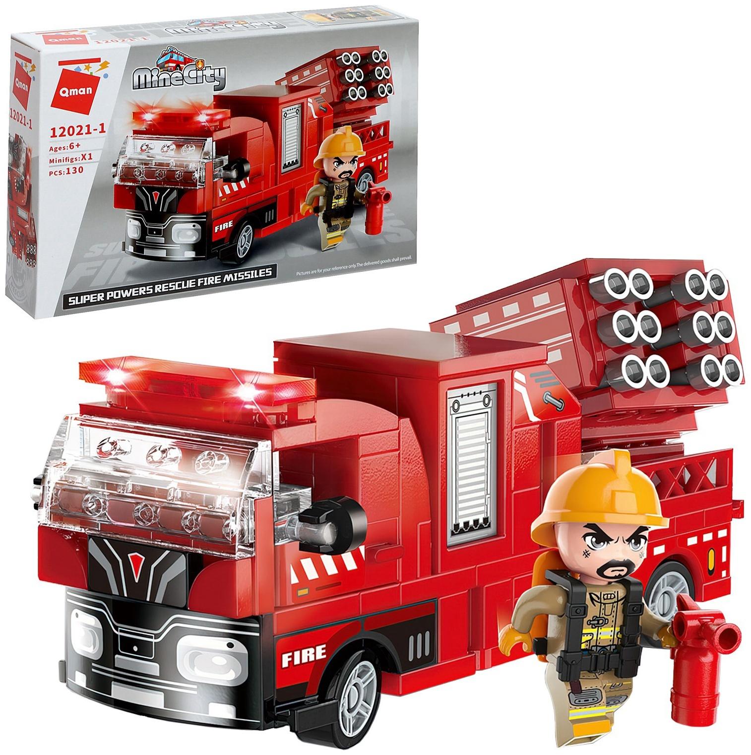 Конструктор блочный для мальчиков Огнеборцы «Пожарная машина», 130 деталей