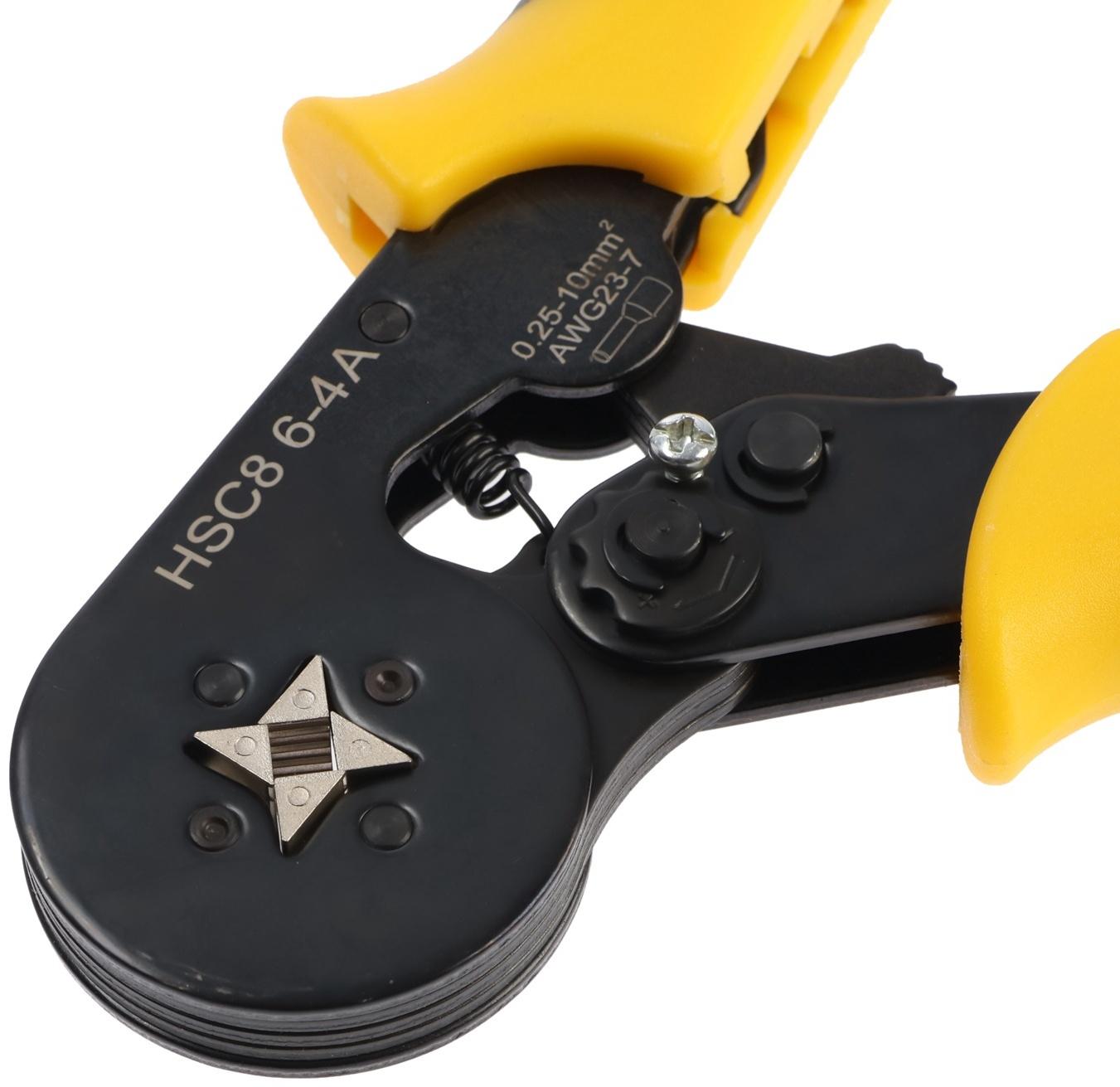 Пресс-клещи ТУНДРА, для опрессовки втулочных наконечников 0.25 - 10 мм2, 4-гран. обжим