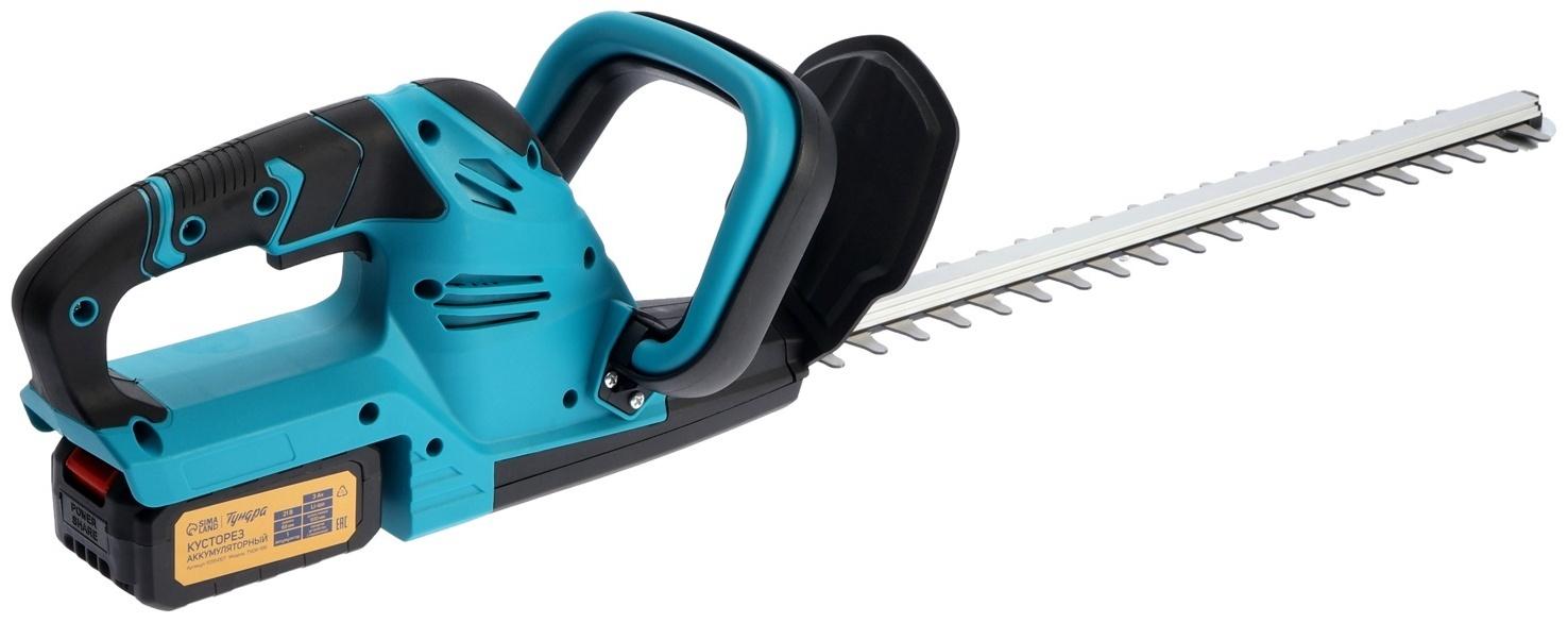 Кусторез аккумуляторный ТУНДРА, 21 В, 3 Ач, Li-ion, длина лезвия 500 мм, ширина 68 мм