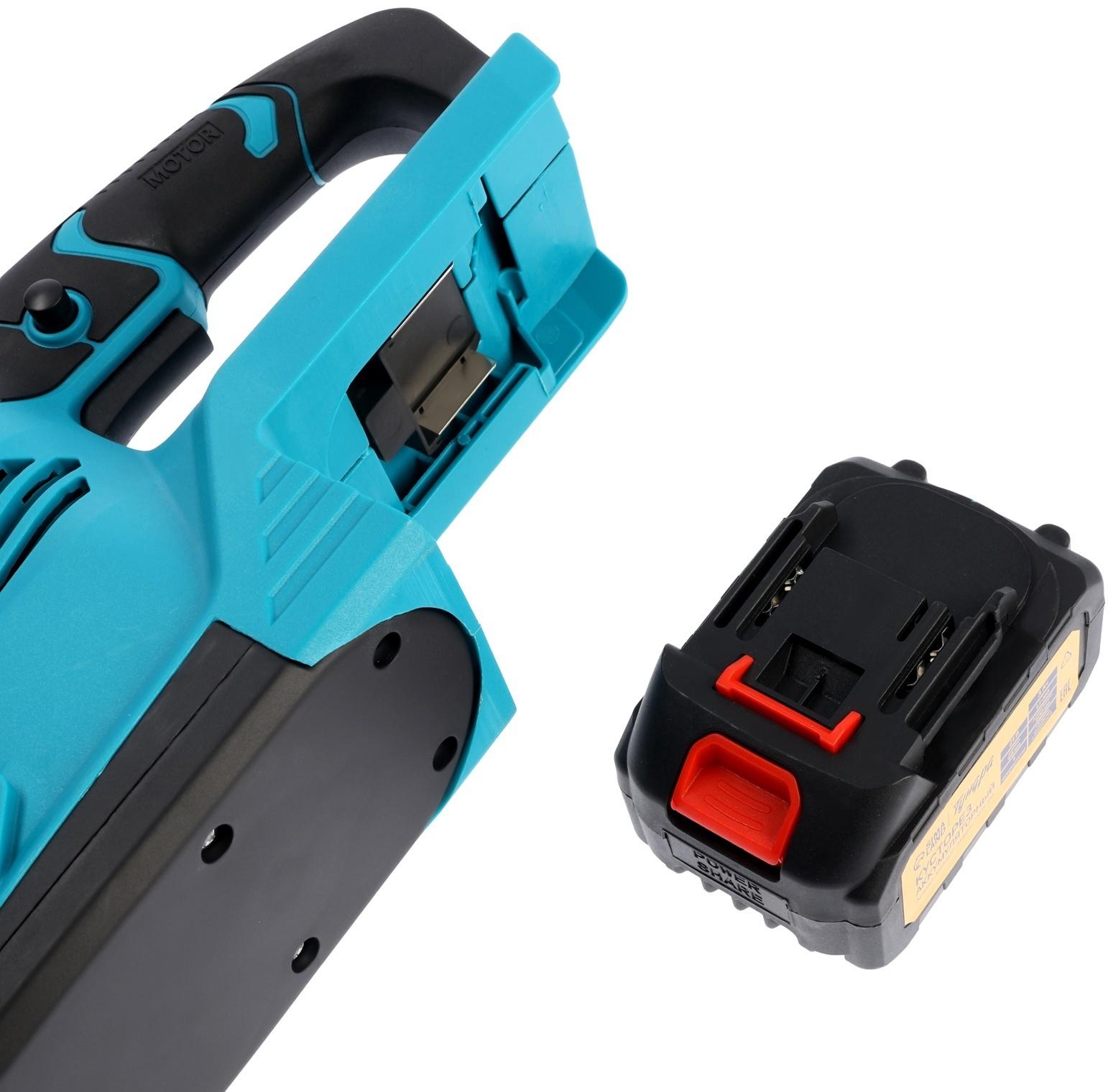 Кусторез аккумуляторный ТУНДРА, 21 В, 3 Ач, Li-ion, длина лезвия 500 мм, ширина 68 мм