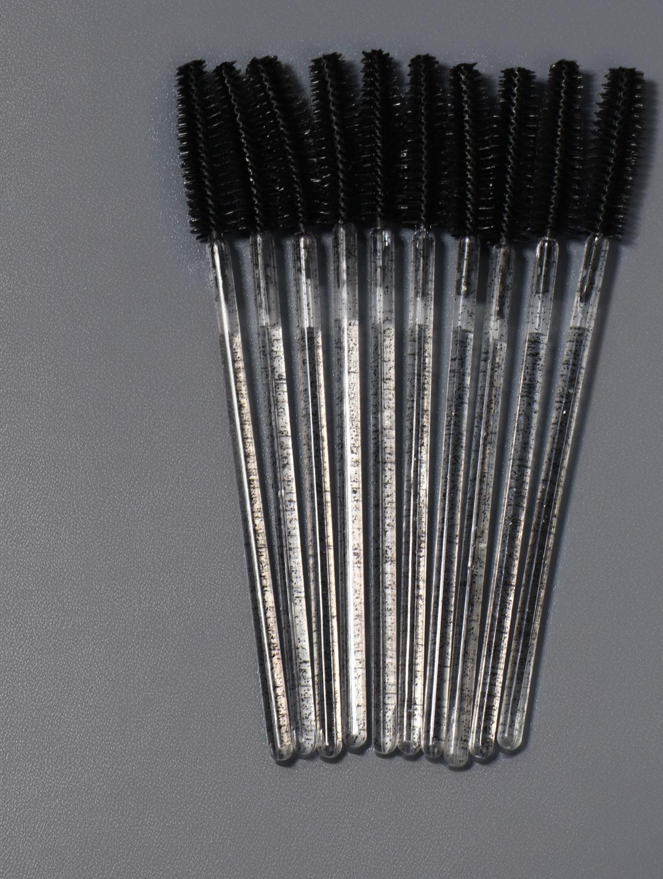 Щёточки для бровей и ресниц, силиконовые, набор - 10 шт, 10,5 см, цвет чёрный/прозрачный