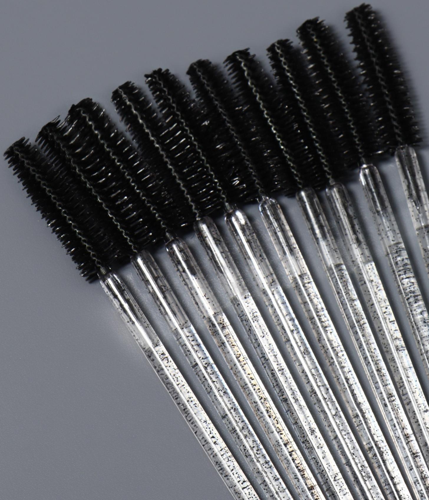 Щёточки для бровей и ресниц, силиконовые, набор - 10 шт, 10,5 см, цвет чёрный/прозрачный