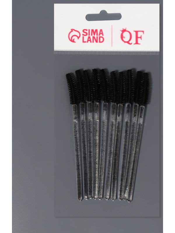 Щёточки для бровей и ресниц, силиконовые, набор - 10 шт, 10,5 см, цвет чёрный/прозрачный