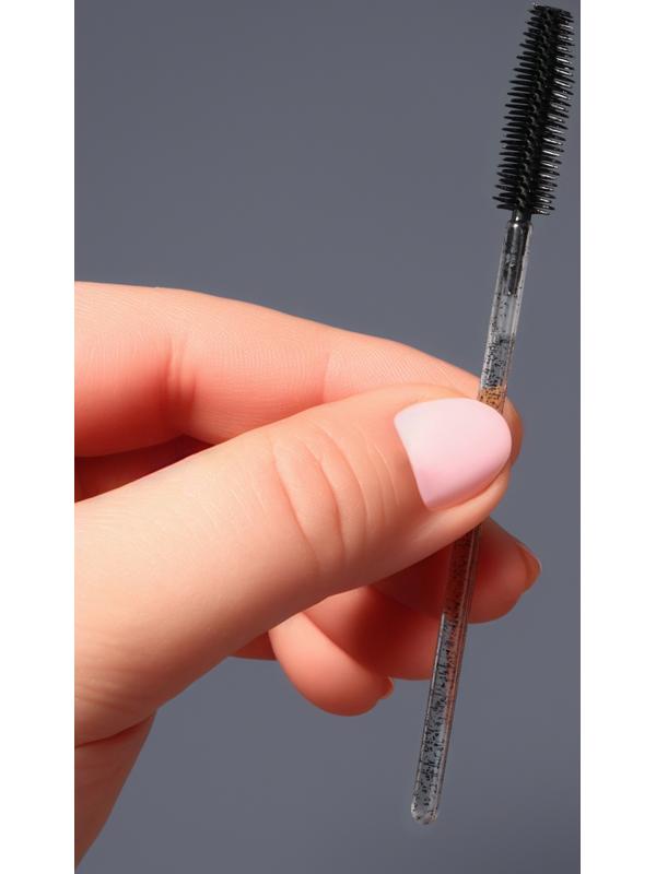 Щёточки для бровей и ресниц, силиконовые, набор - 10 шт, 10,5 см, цвет чёрный/прозрачный