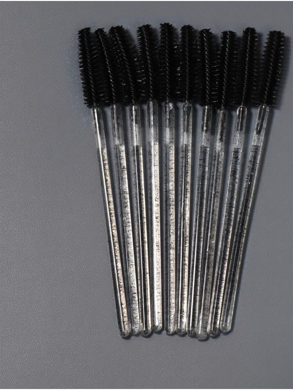 Щёточки для бровей и ресниц, силиконовые, набор - 10 шт, 10,5 см, цвет чёрный/прозрачный