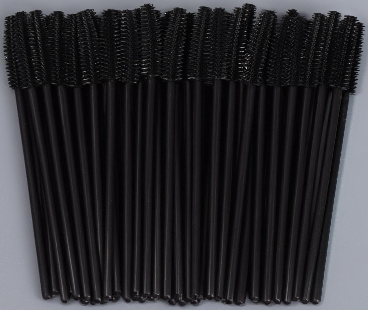 Щёточки для бровей и ресниц, силиконовые, набор - 50 шт, 10,5 см, цвет чёрный