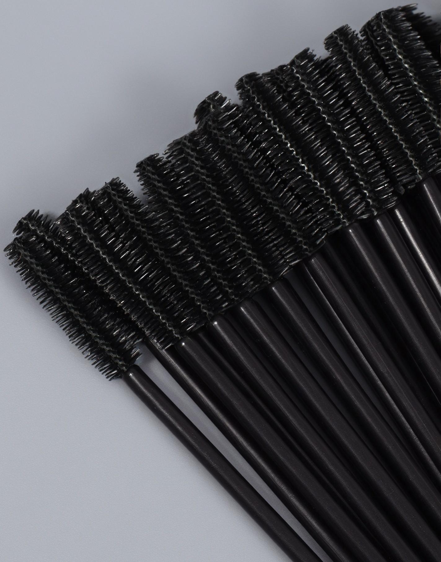 Щёточки для бровей и ресниц, силиконовые, набор - 50 шт, 10,5 см, цвет чёрный