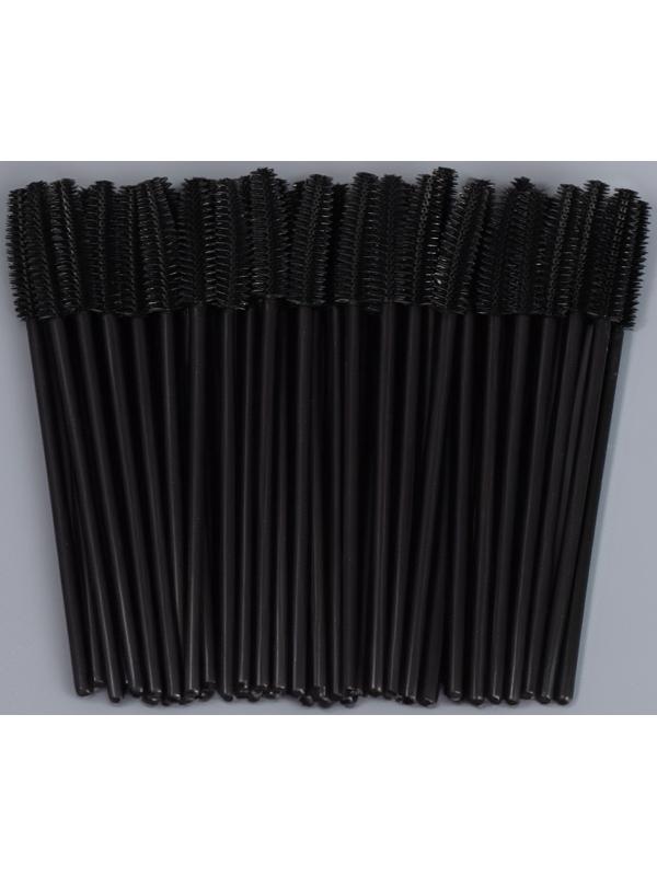 Щёточки для бровей и ресниц, силиконовые, набор - 50 шт, 10,5 см, цвет чёрный