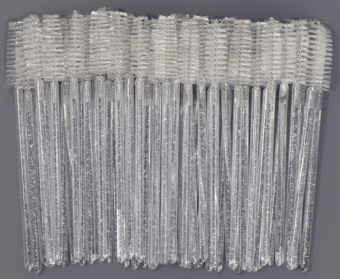 Щёточки для бровей и ресниц, набор - 50 шт, 10 см, цвет белый/прозрачный