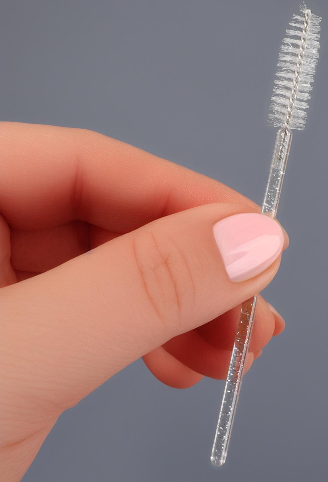 Щёточки для бровей и ресниц, набор - 50 шт, 10 см, цвет белый/прозрачный