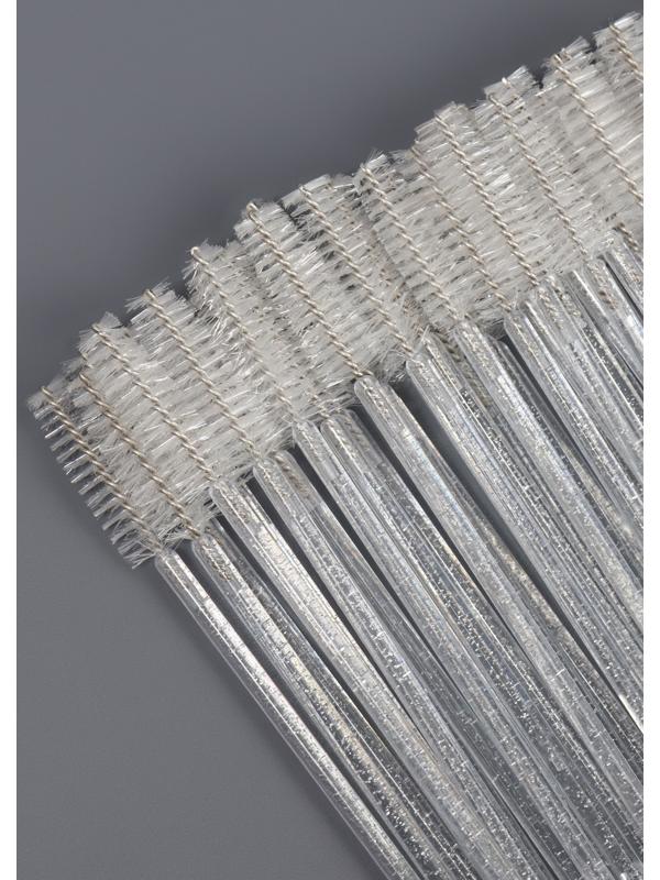 Щёточки для бровей и ресниц, набор - 50 шт, 10 см, цвет белый/прозрачный