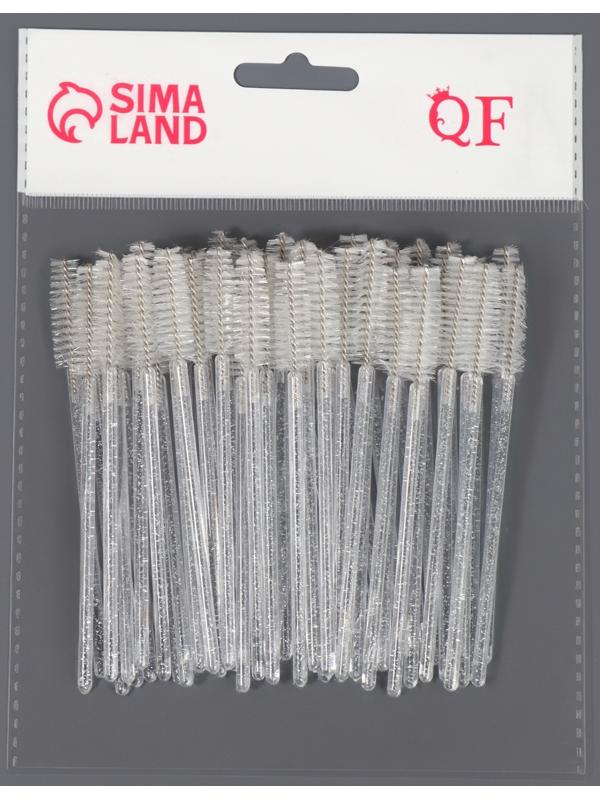 Щёточки для бровей и ресниц, набор - 50 шт, 10 см, цвет белый/прозрачный