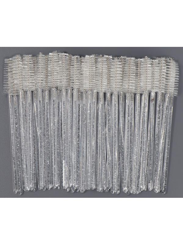 Щёточки для бровей и ресниц, набор - 50 шт, 10 см, цвет белый/прозрачный