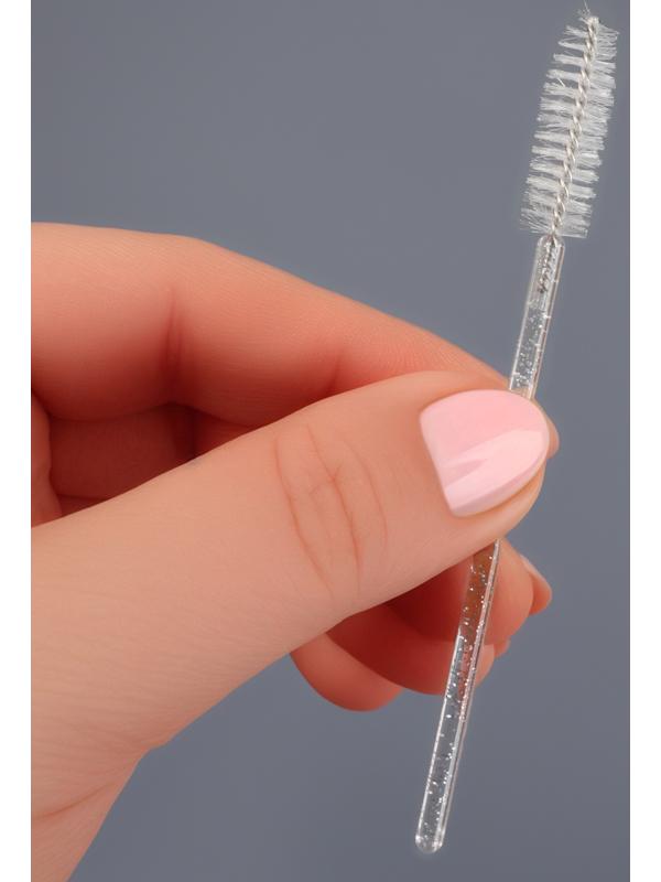 Щёточки для бровей и ресниц, набор - 50 шт, 10 см, цвет белый/прозрачный