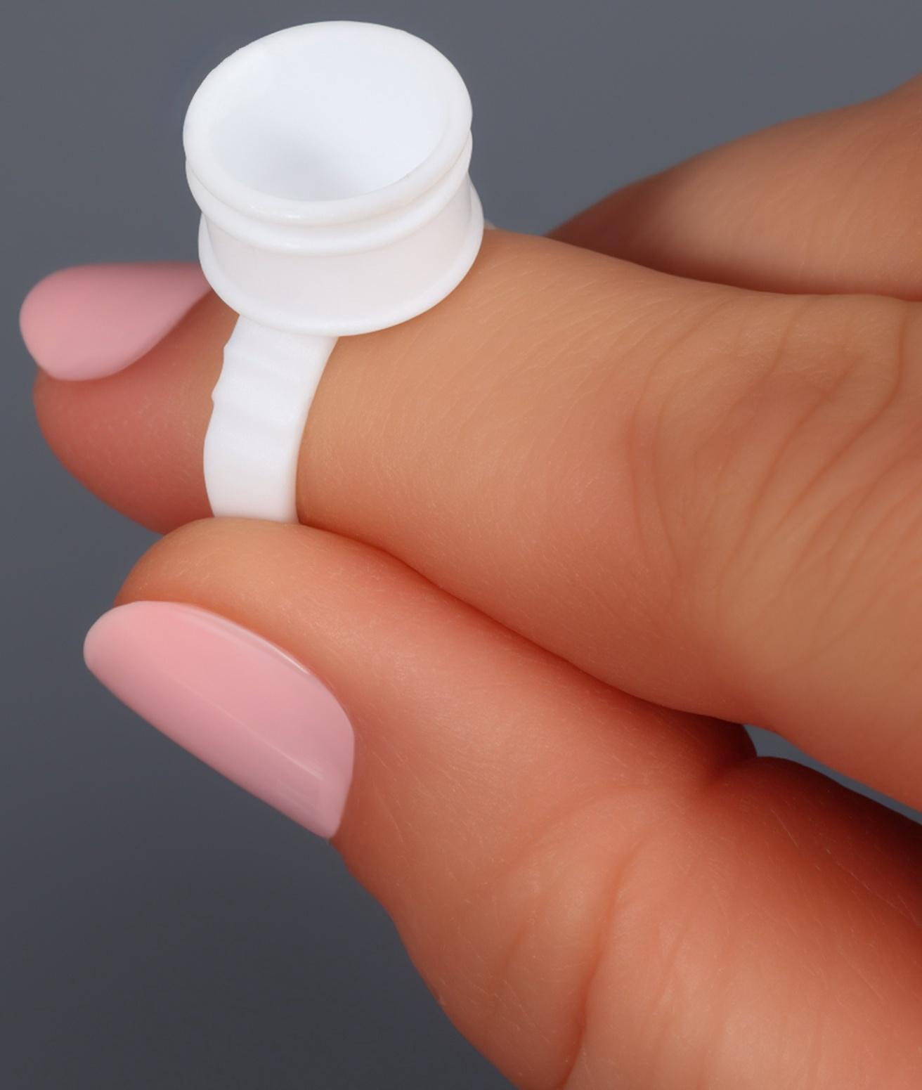 Кольца - лунки под клей для наращивания ресниц, набор - 50 шт, цвет белый