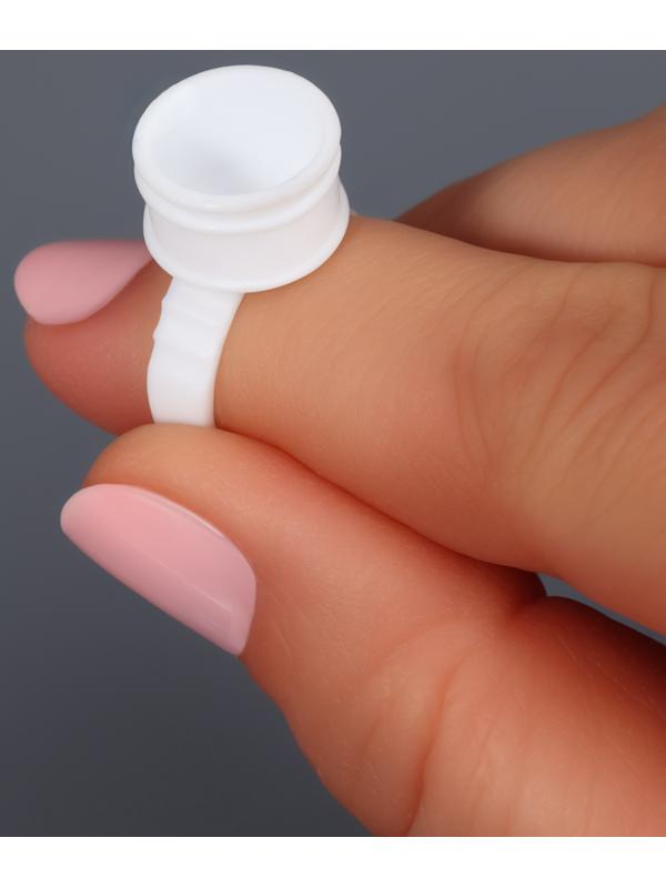 Кольца - лунки под клей для наращивания ресниц, набор - 50 шт, цвет белый