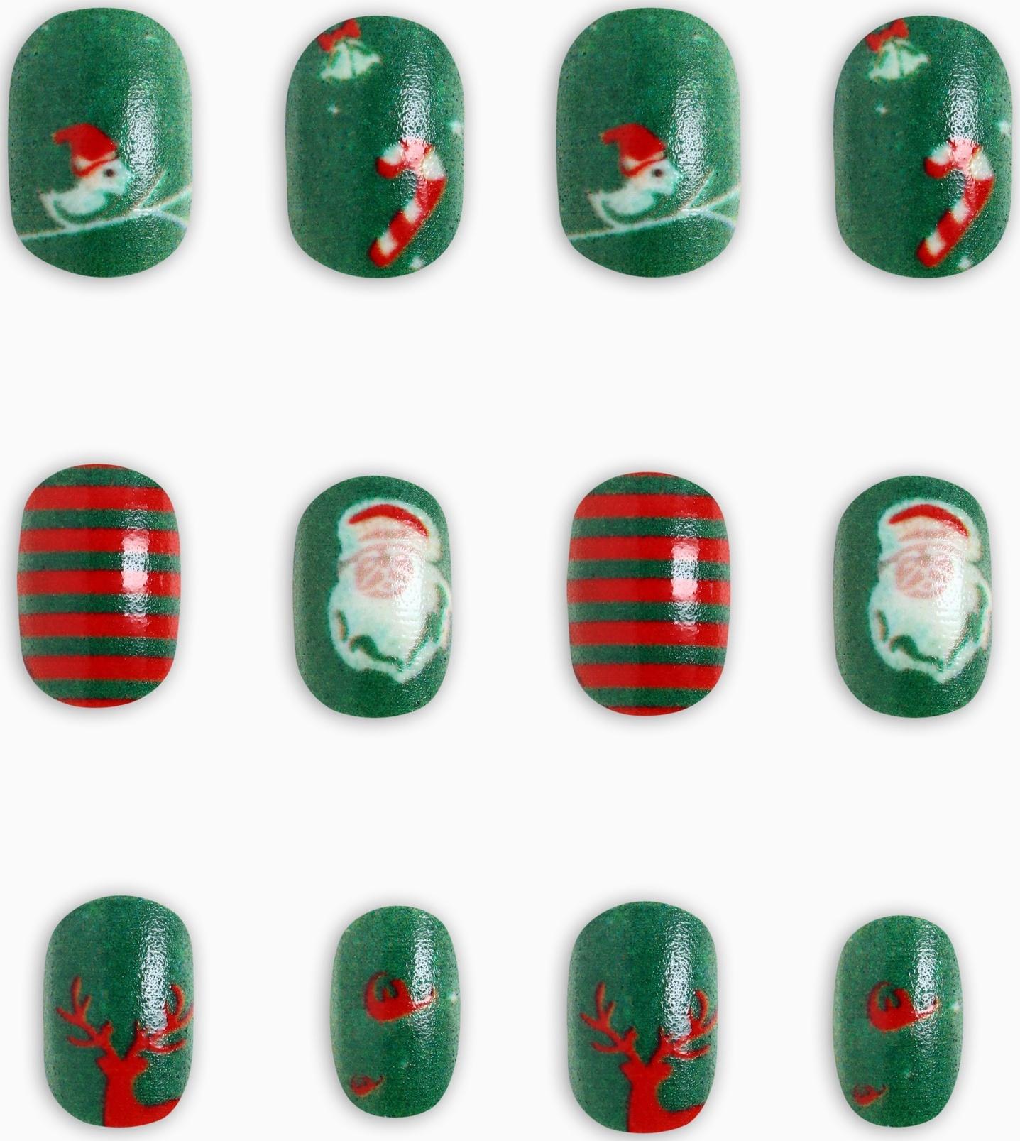 Детские накладные ногти на новый год «Новогодний хит», 12 шт