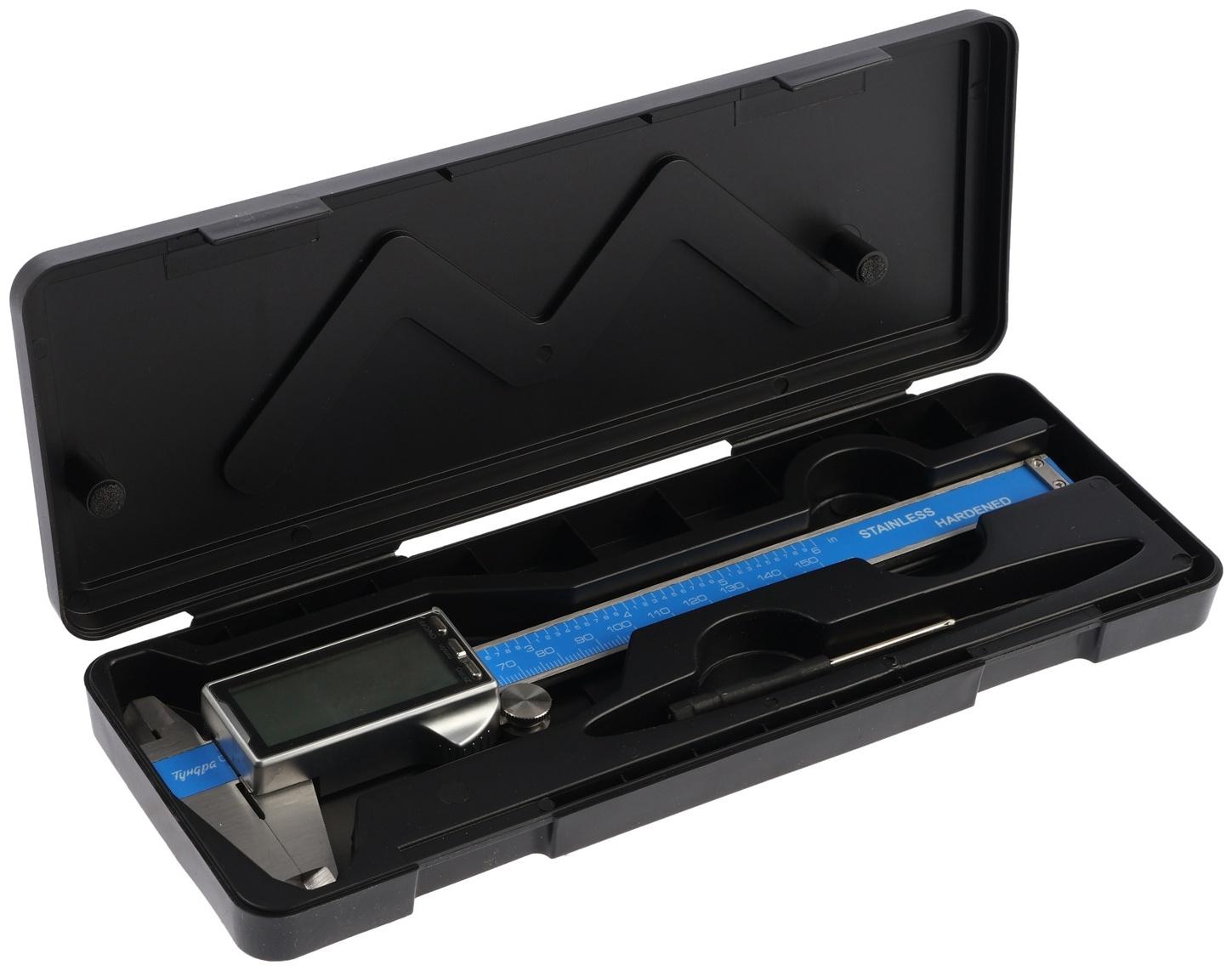 Штангенциркуль электронный ТУНДРА ПРОФИ, металлический, с глубиномером, 150 мм
