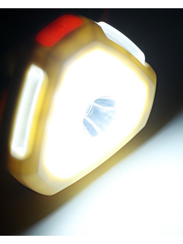 Фонарь налобный аккумуляторный светодиодный, 3 Вт, 500 мАч, 3030 LED, 350 лм, 6 режимов