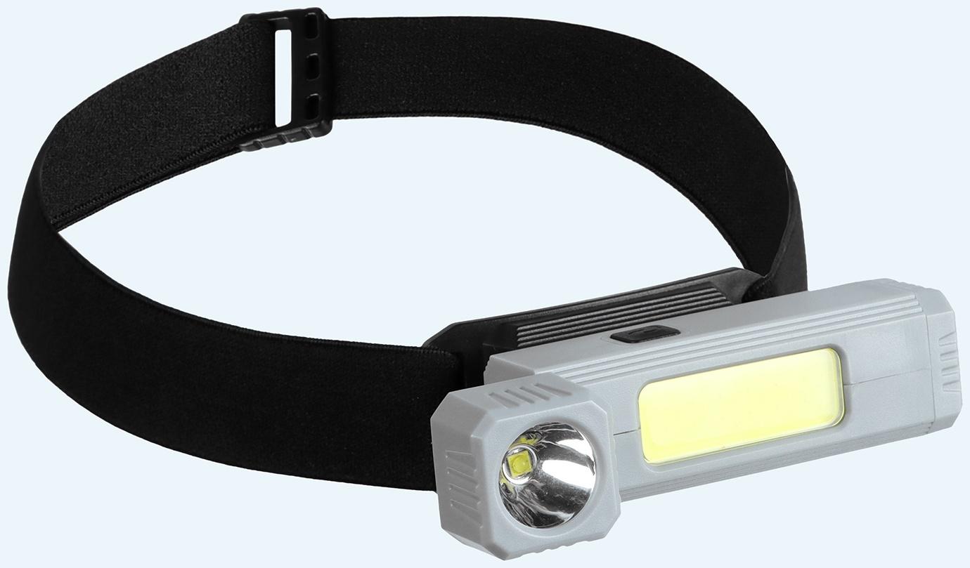 Фонарь налобный аккумуляторный светодиодный, 5 Вт, 800 мАч, 500 лм, 3 режима