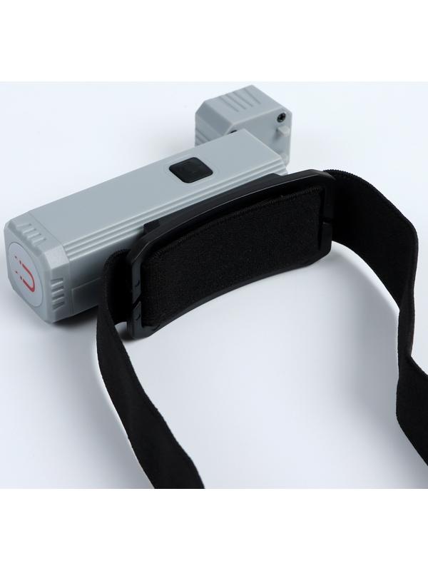 Фонарь налобный аккумуляторный светодиодный, 5 Вт, 800 мАч, 500 лм, 3 режима