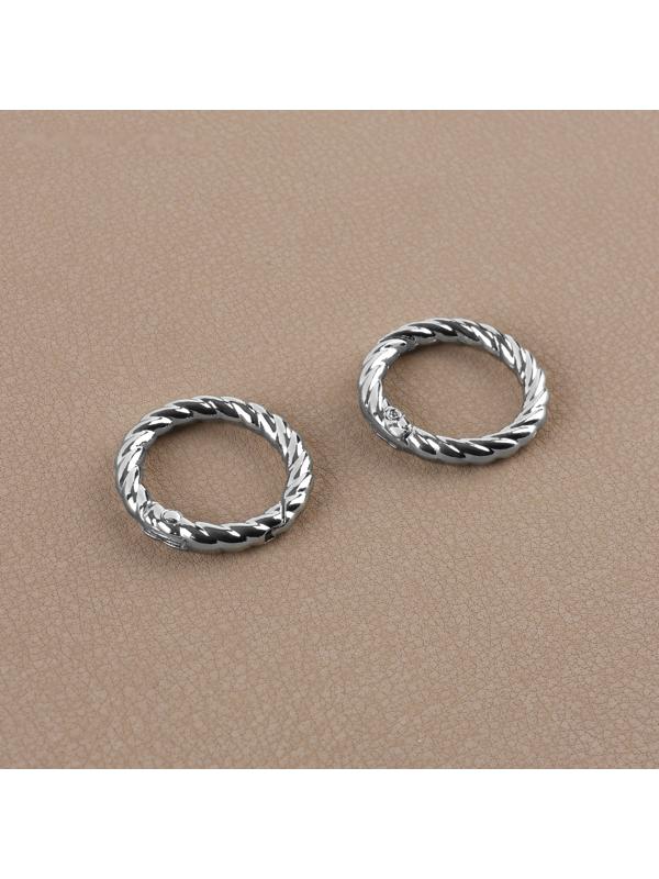 Набор для создания сумки, 4 предмета, кольцо-карабин - 2 шт, ручка, застёжка, цвет белый/серебряный