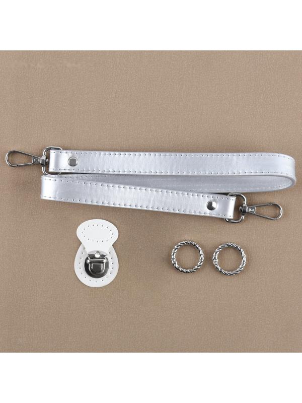 Набор для создания сумки, 4 предмета, кольцо-карабин - 2 шт, ручка, застёжка, цвет белый/серебряный