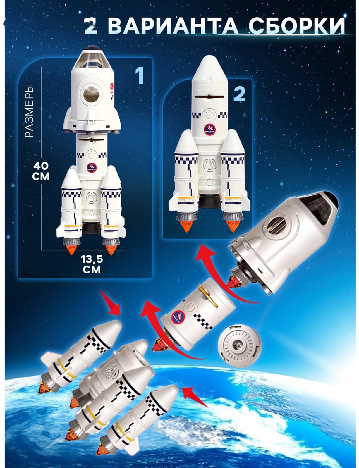 Игровой набор 5в1 «Ракета», свет, звук, дым, с проектором и фигурками