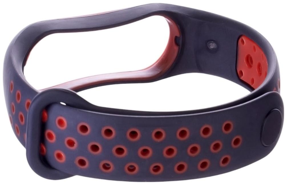 Ремешок Luazon для фитнес-браслета Mi Band 5/6/7, с перфорацией, чёрно-красный