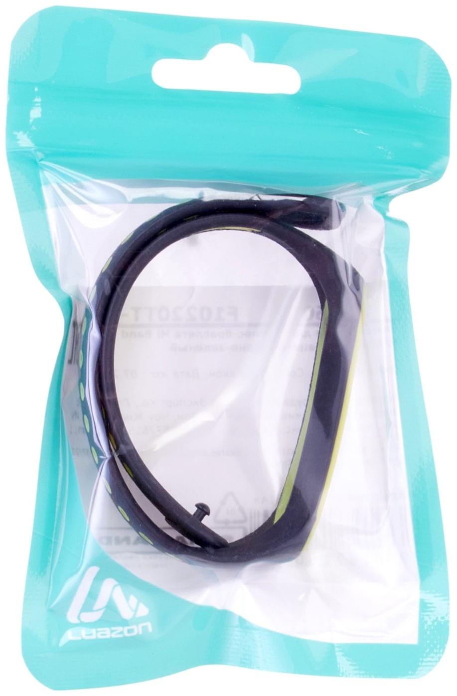 Ремешок Luazon для фитнес-браслета Mi Band 5/6/7, с перфорацией, чёрно-зелёный