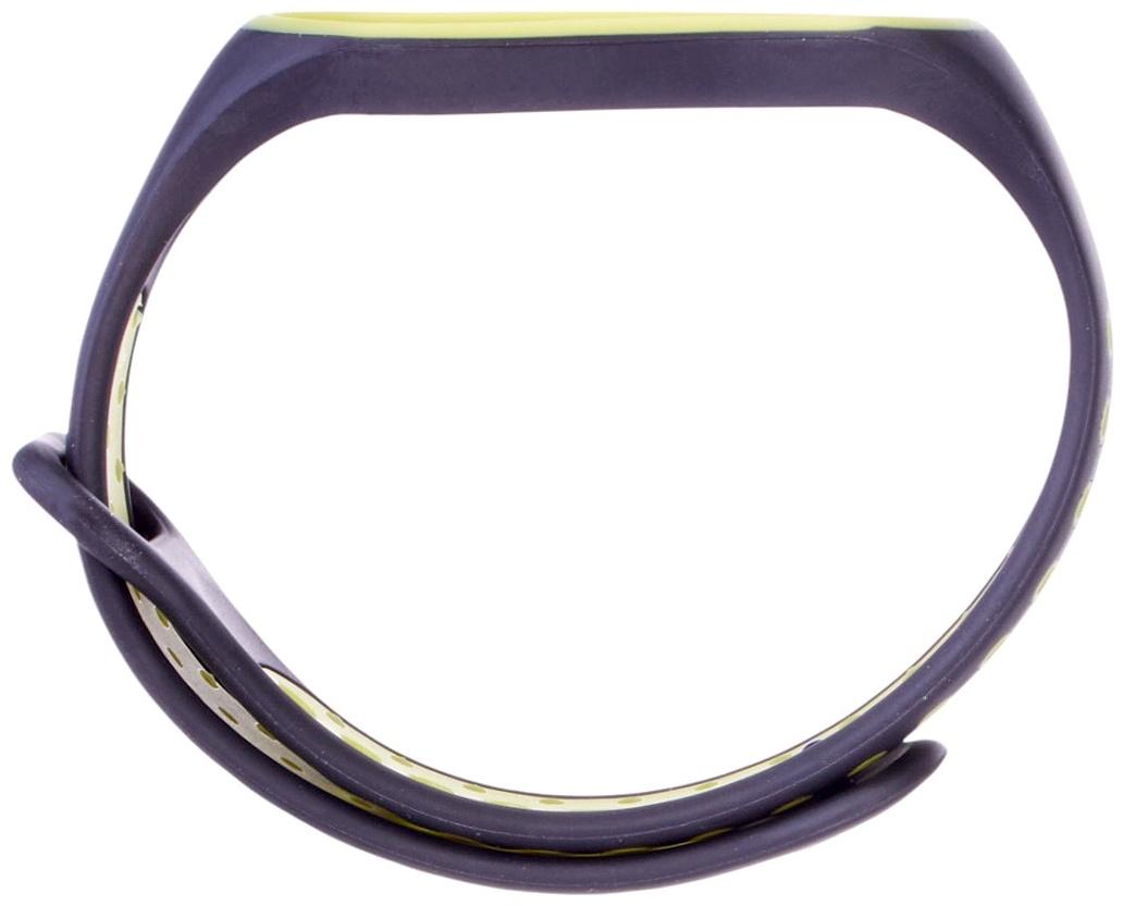 Ремешок Luazon для фитнес-браслета Mi Band 5/6/7, с перфорацией, чёрно-зелёный