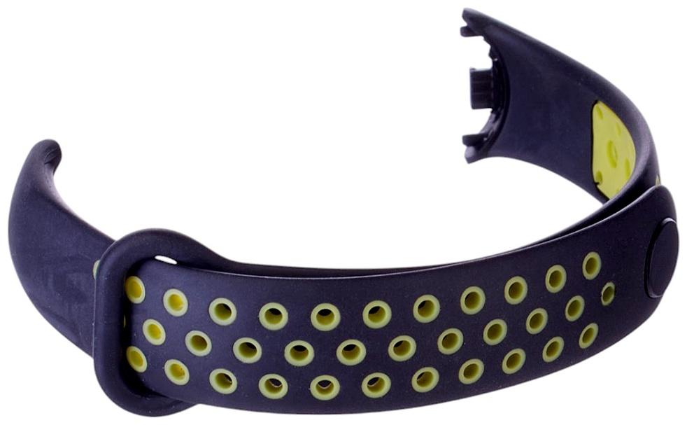 Ремешок Luazon для фитнес-браслета Mi Band 8/9, с перфорацией, чёрно-зелёный