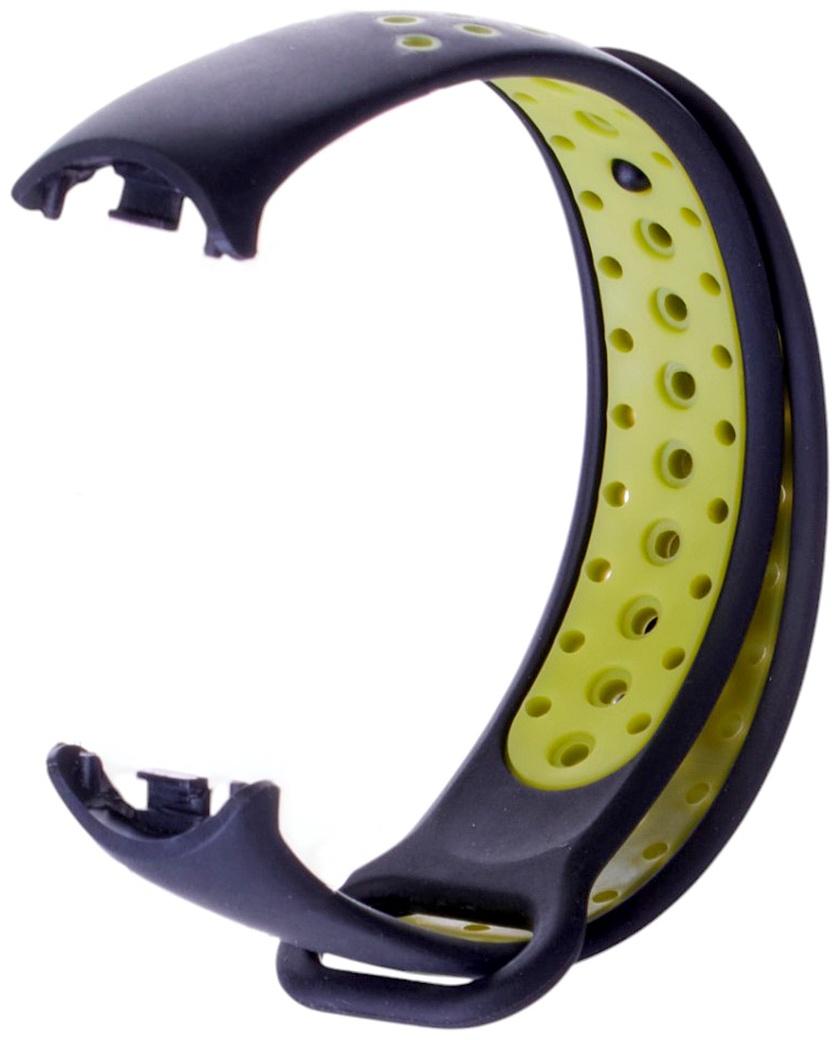 Ремешок Luazon для фитнес-браслета Mi Band 8/9, с перфорацией, чёрно-зелёный
