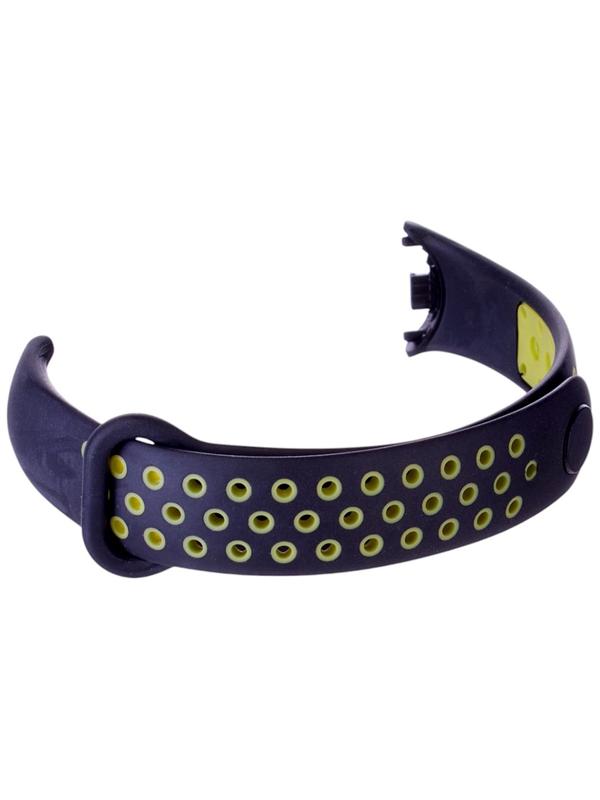 Ремешок Luazon для фитнес-браслета Mi Band 8/9, с перфорацией, чёрно-зелёный