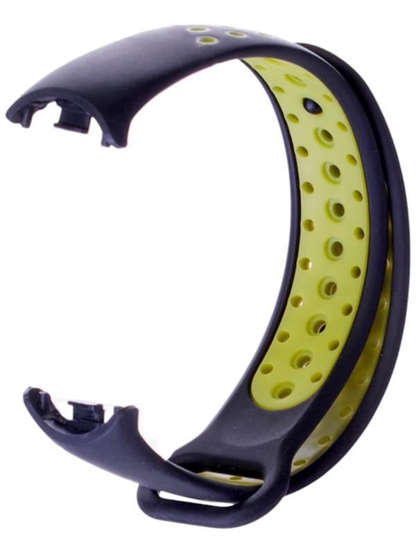 Ремешок Luazon для фитнес-браслета Mi Band 8/9, с перфорацией, чёрно-зелёный