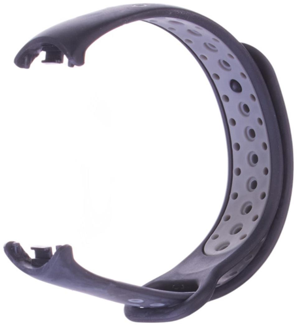 Ремешок Luazon для фитнес-браслета Mi Band 8/9, с перфорацией, чёрно-серый