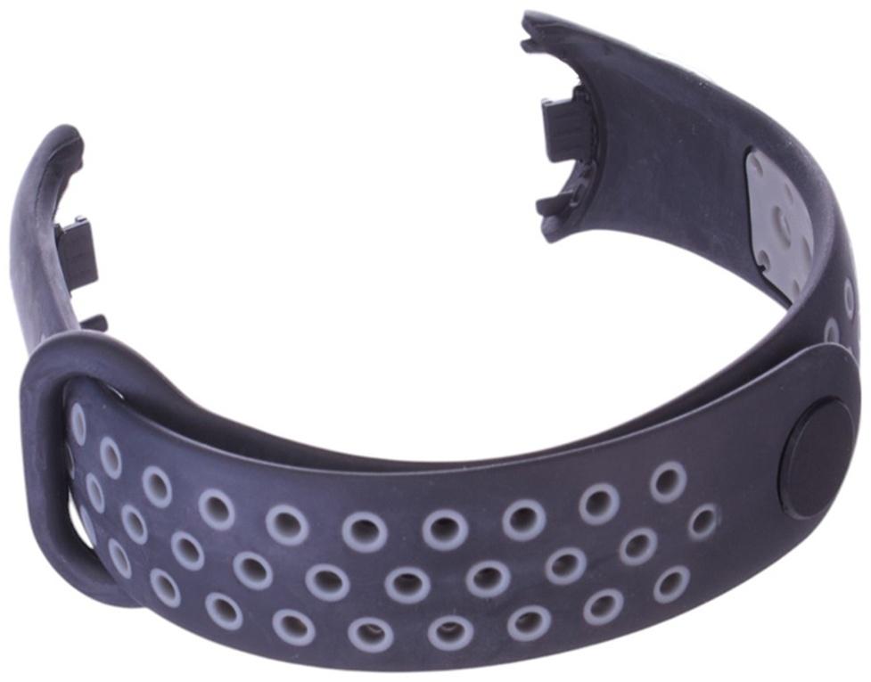 Ремешок Luazon для фитнес-браслета Mi Band 8/9, с перфорацией, чёрно-серый
