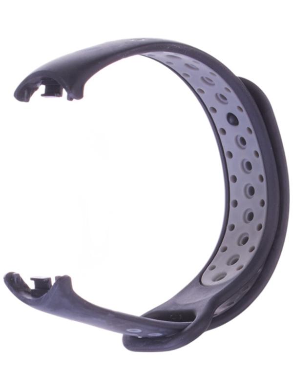 Ремешок Luazon для фитнес-браслета Mi Band 8/9, с перфорацией, чёрно-серый