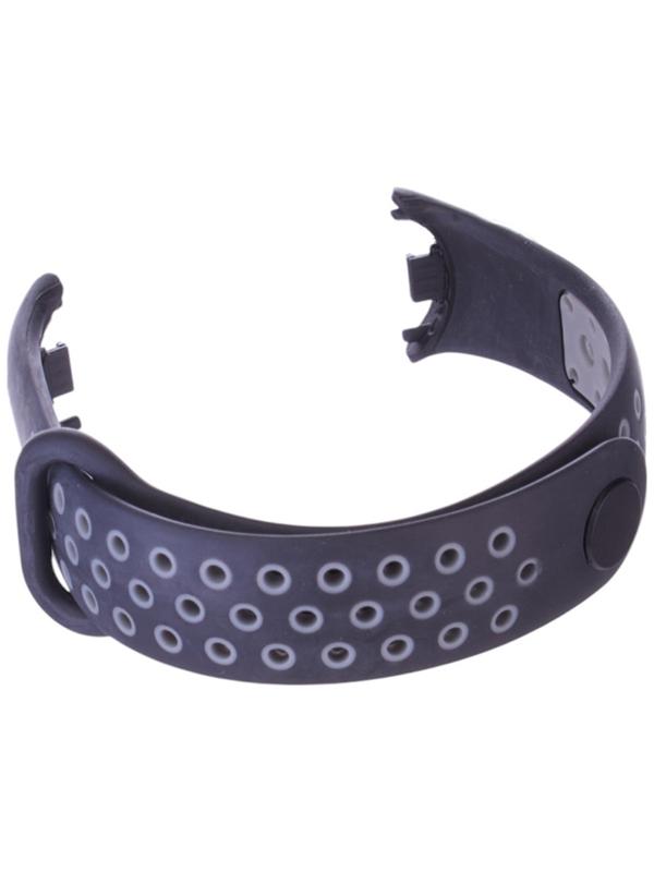 Ремешок Luazon для фитнес-браслета Mi Band 8/9, с перфорацией, чёрно-серый