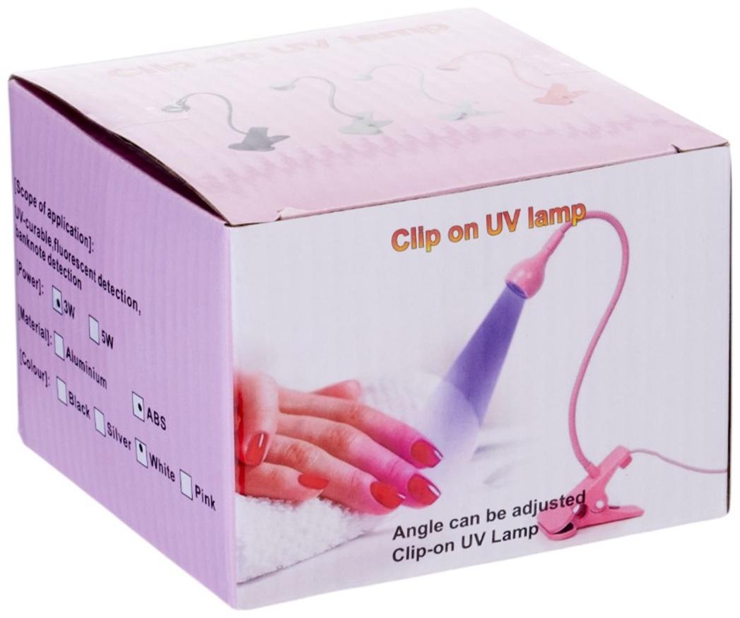 Лампа для маникюра, LED, на прищепке, 1 диод, 3 Вт, USB, белая