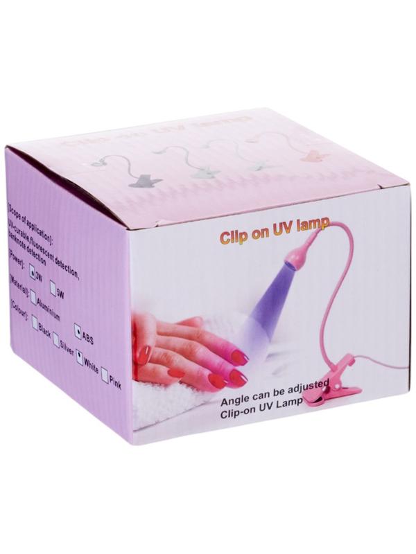 Лампа для маникюра, LED, на прищепке, 1 диод, 3 Вт, USB, белая