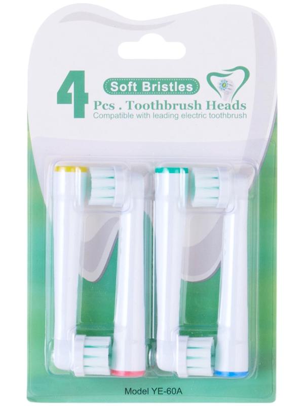 Насадки для электрической зубной щетки, для бережной очистки, 4 шт., в наборе