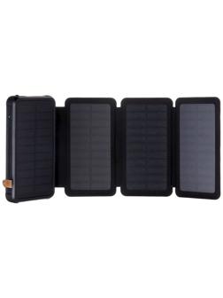 Внешний портативный аккумулятор 20000 мАч, 10 W, со складной солнечной панелью, чёрный