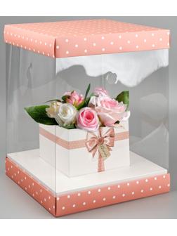 Коробка для цветов с вазой и PVC окнами складная «Для тебя», 23 х 30 х 23 см