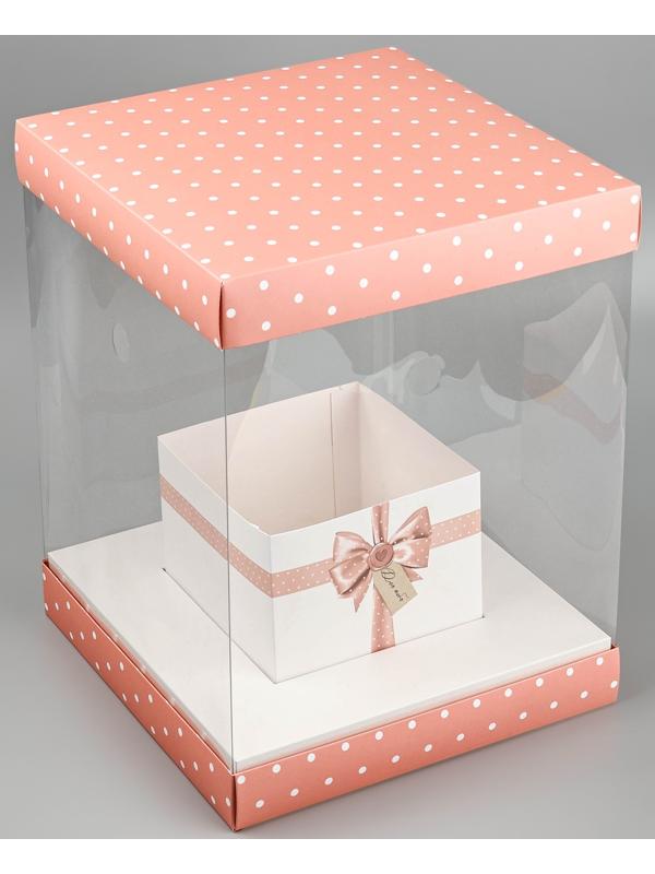 Коробка для цветов с вазой и PVC окнами складная «Для тебя», 23 х 30 х 23 см