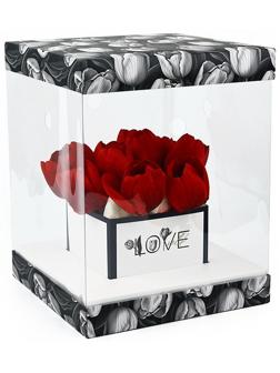 Коробка для цветов с вазой и PVC окнами складная «Чёрно-белая эстетика», 23 х 30 х 23 см