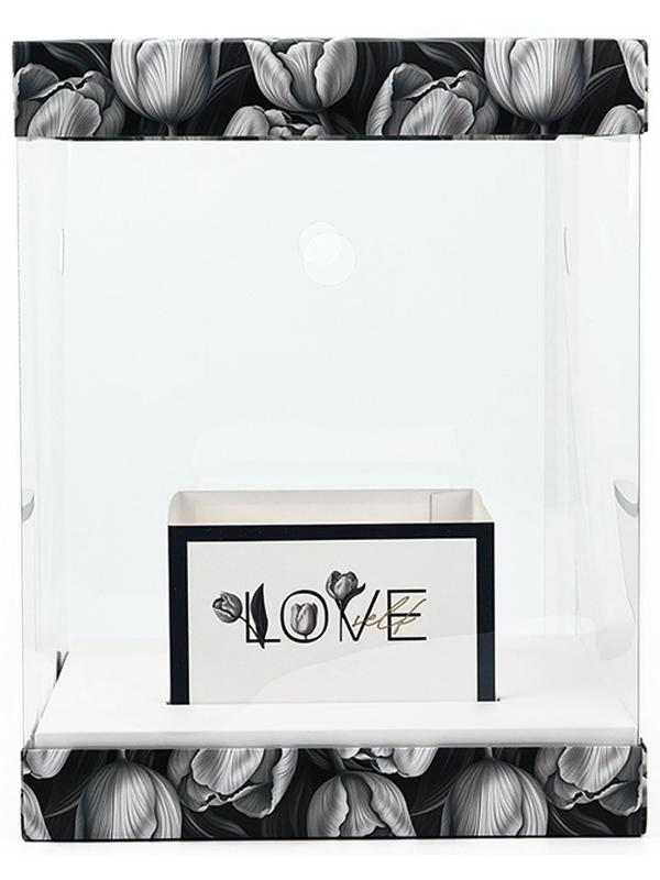 Коробка для цветов с вазой и PVC окнами складная «Чёрно-белая эстетика», 23 х 30 х 23 см