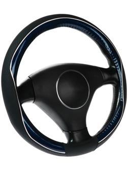 Оплетка Cartage, кожа PU, 38 см, глянцевая синяя вставка